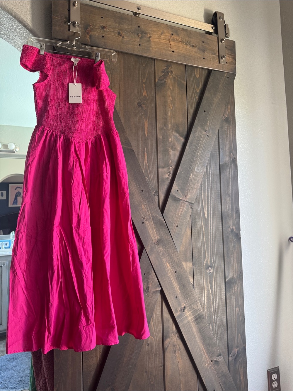 Hot Pink Smocked Maxi Dress